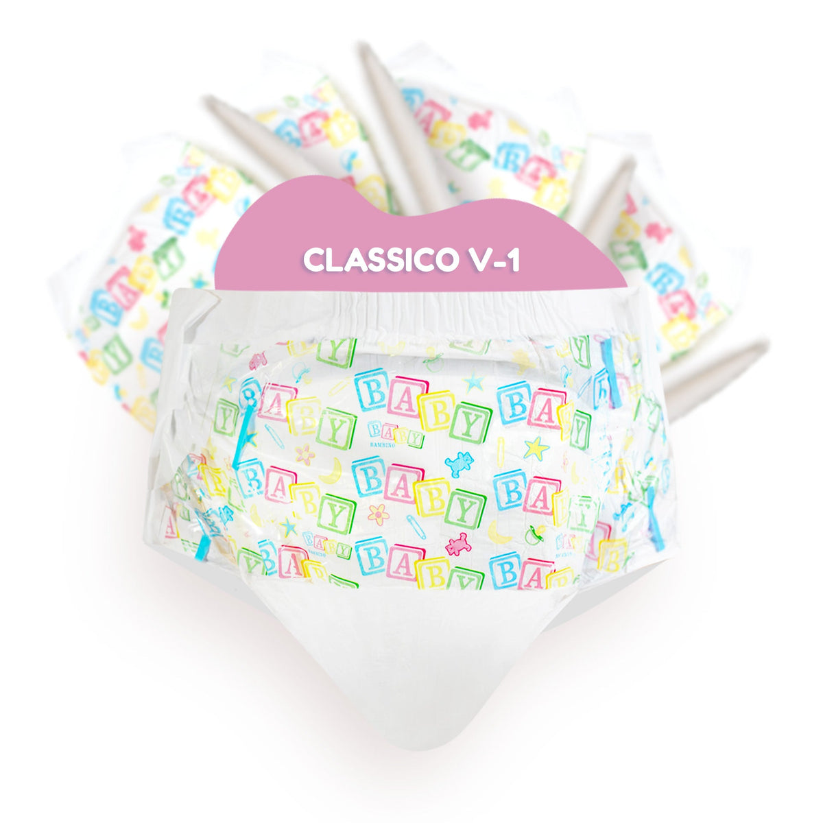 Bambino Classico landing zone print adult diaper, product photo